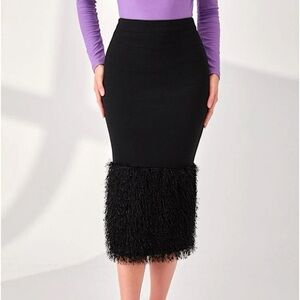 New Black Pencil Skirt Fluffy Sm